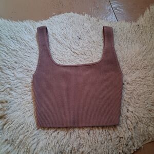 Babaton Mauve Ribbed Crop Top
